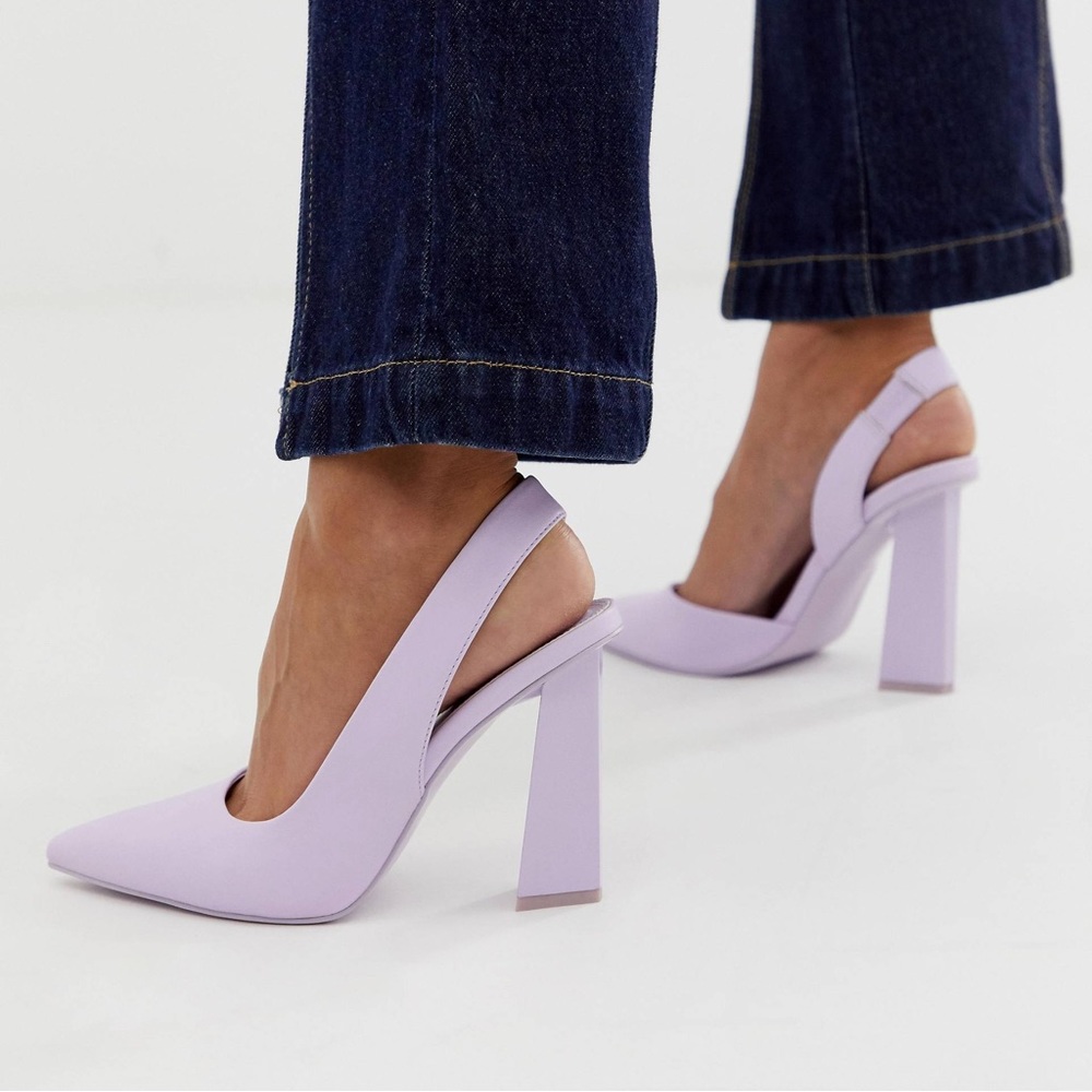 ASOS DESIGN Padlock slingback pointed high heels